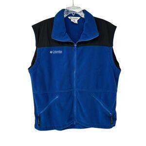 Vintage Columbia Blue Black Fleece Full Zipper Titanium Vest